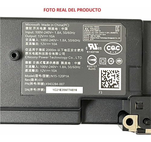 Imagen 3 de 4 de Fuente Xbox One Slim Nueva Y Original Fuente De Poder