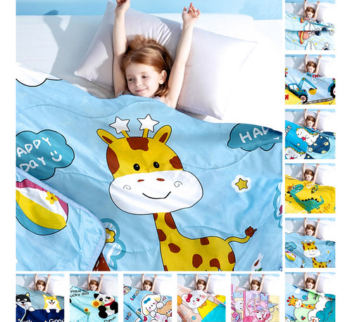 Manta Infantil De Dibujos Animados Colcha Infantil Verano Animal Print Jirafa Con Arbol