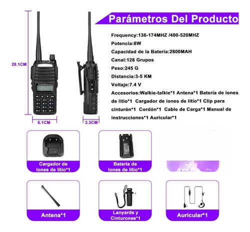 Walkie Talkie Radio Fm Dual Banda Portatil Transmisor