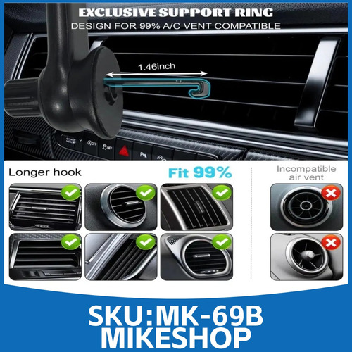 Soporte Porta Celular Teléfono Para Auto Giratorio 360° Negro