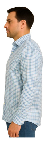 Camisa Xadrez Masculina Tommy Regular Fit Manga Longa