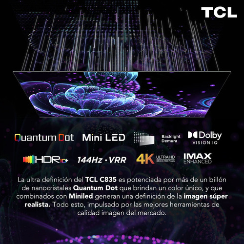 Imagen 5 de 12 de Qled 55 Tcl 55c835 Miniled 4k Hdr Smart Tv Google Tv