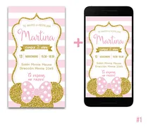 Comprar Tarjeta Cumpleaños Imprimible Y Whatsapp Minnie 2 Formatos