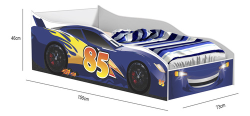 Cama Carro Juvenil Mcqueen Azul Para Meninos Quarto De Crianças Com Colhão