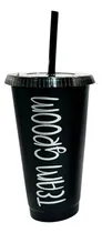 Comprar Vaso Con Tapa Y Popote Team Groom Negro Despedida Soltero