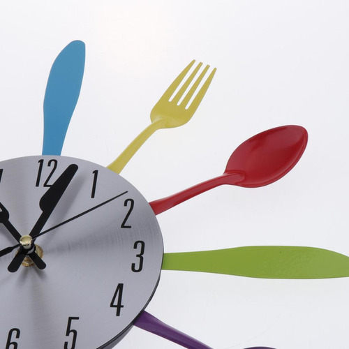 . Cubiertos Utensilios Tenedor Reloj De Pared Decoración