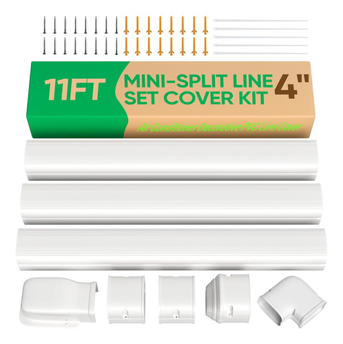 4  11ft Mini Split Line Set Cover Kit Pvc Decorativo Pu...