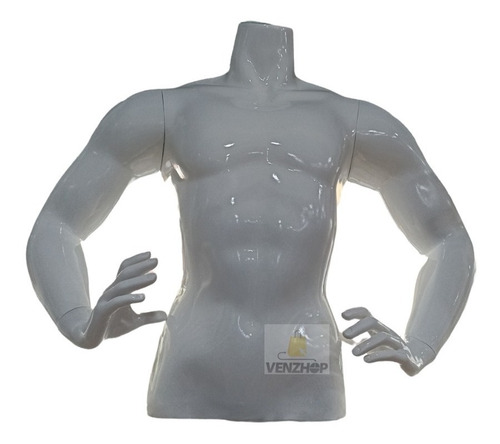 Maniquí Torso Blanco Plástico De Hombre Con Brazos Venzhop