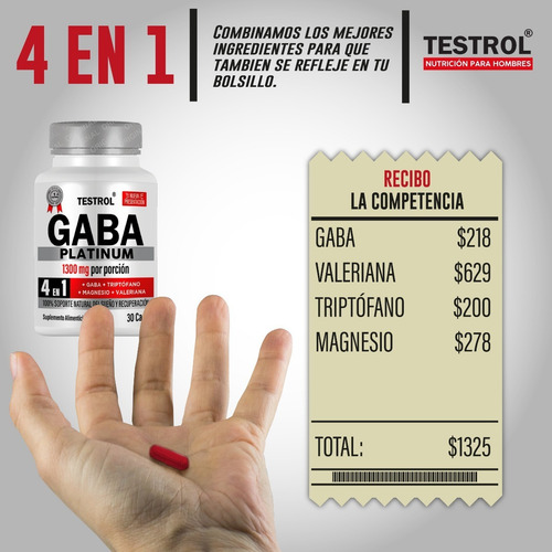 Imagen 4 de 5 de Gaba Platinum 4 En 1 Testrol 30 Capsulas