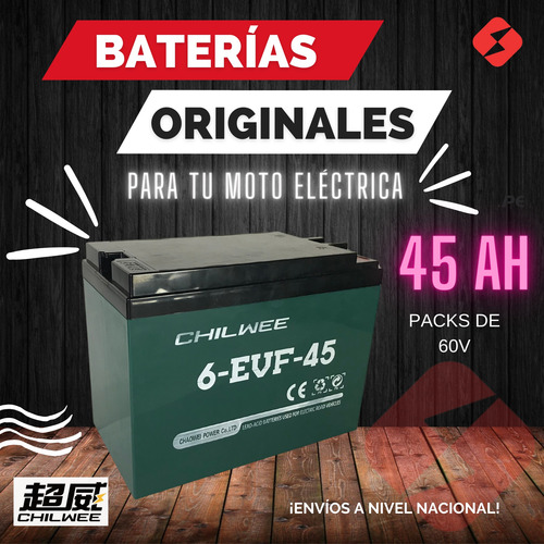 Kit 05 Baterías Plomo 12v45ah Trimoto Carguero Eléctrico 60v