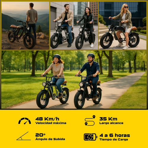 Bicicleta Electrica para Ciudad Ruta Montaña Adultos Potente 48km 7 Vel Color Negro