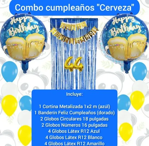comprar Combo Decoración Cumpleaños Motivo Cerveza Globos Cortina 