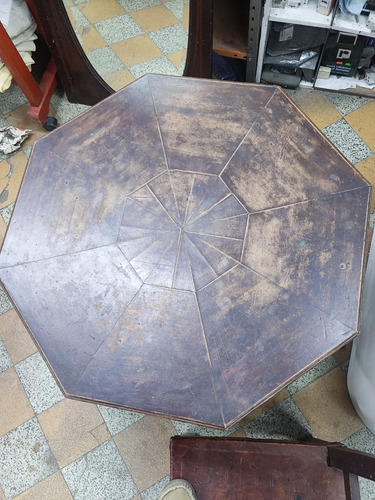 Mesa Antigua  Octogonal De Madera Con Patas Talladas