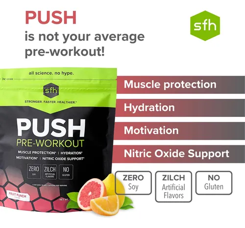 Sfh Push Pre-workout Powder (ponche De Frutas) Bcaa Para La