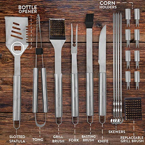 Kit Parrillero De Lujo De Acero Inoxidable Alta Calidad 21pz