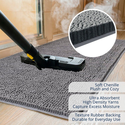Alfombra De Baño En Chenilla Absorbente Y Antideslizante
