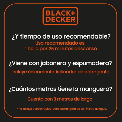 Imagen 5 de 8 de Hidrolavadora Black + Decker 1450 Psi 1200 W 6.5 Lit/min