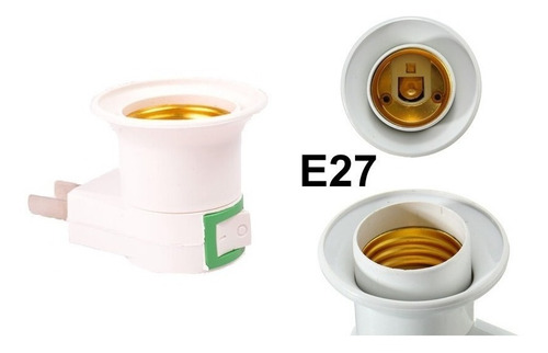 Imagen 2 de 3 de Adaptador Portafoco Lampara Con Boton Foco E27 Directo 220v