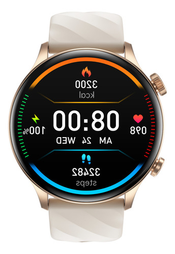 Reloj Smart Watch Mujer Techfun T63 1.39 Rosa Deportivo Redondo Compatible Con Android E Ios Llamadas Mensajes Elegante Mide Presion Arterial Doble Malla