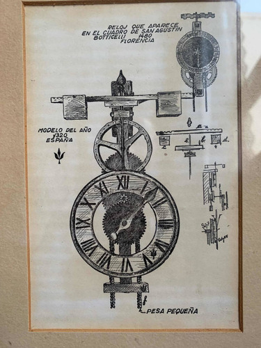 Antiguo Dibujo Reloj Mecánico (Usado)