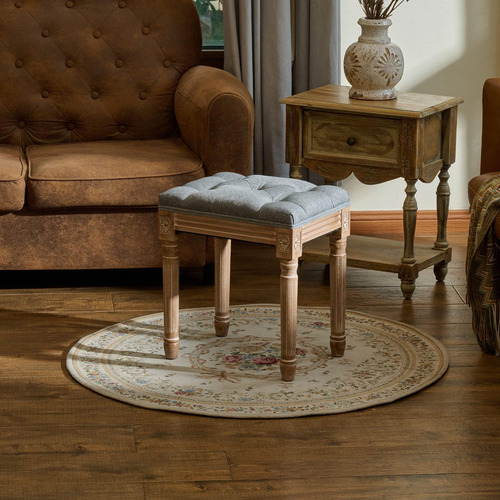 Taburete De Pie Vintage Francés Vonluce Con Patas De Madera