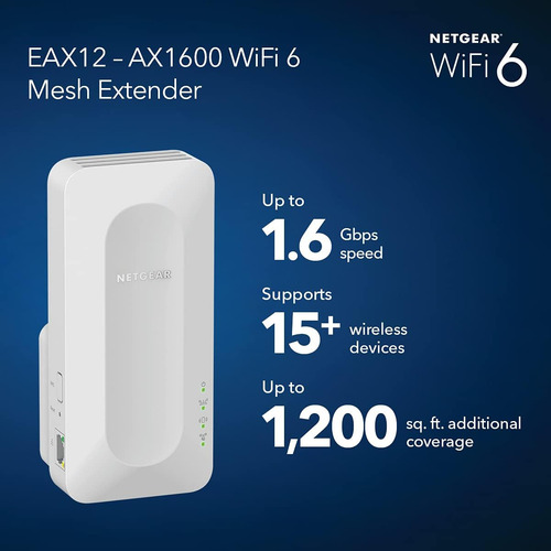 Extensor De Alcance Netgear Wifi 6 Mesh (eax12): Agregue Has