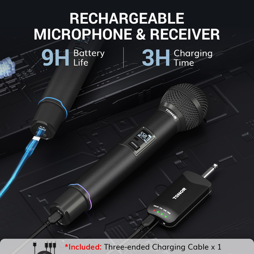 Micrófono Inalámbrico Tonor Tw720 Recargable Bluetooth Uhf