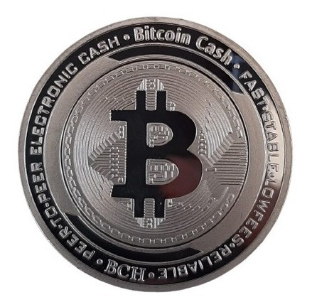 Imagen 1 de 6 de Moneda Cripto Souvenir Bitcoin Cash Fisica Plateada Btc