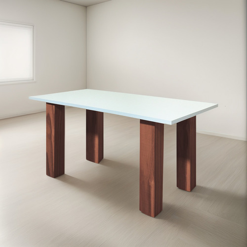 Mesa Ratona Auxiliar Arrime Moderna 80 Madera Maciza Sajo Color Blanco/Cedro