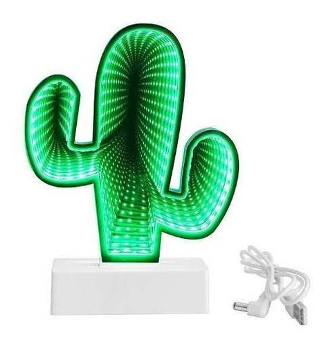 Lámpara Portatil Con Forma Luz Led 3d Cactus Decorativa ®