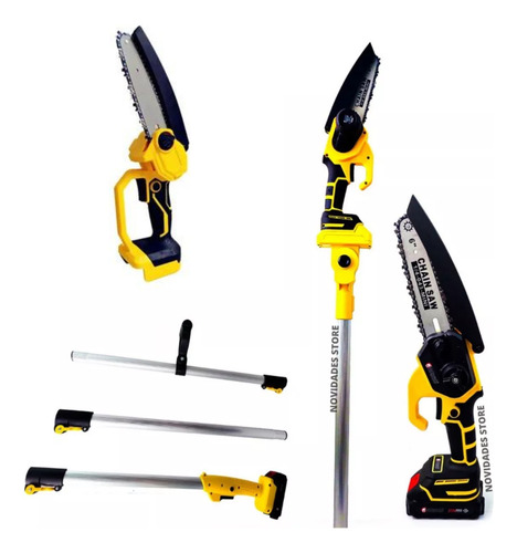 Motoserra Bateria Mini Eletrica 25v Cabo Extensor Com Brinde