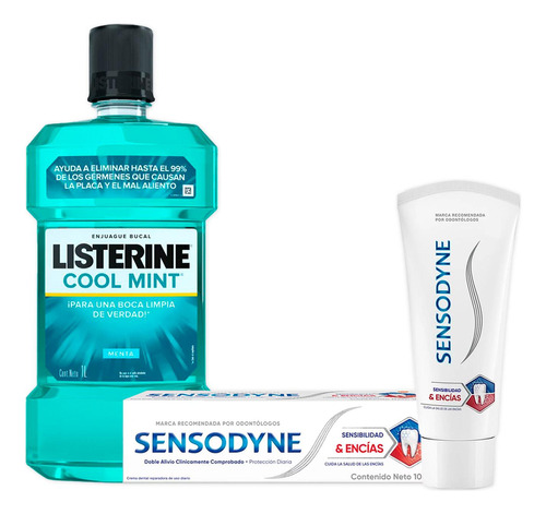 Pack Sensodyne Sensibilidad 100g+listerine Cool Mint 500ml