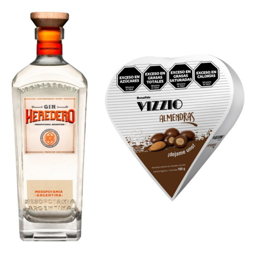Gin Heredero 700ml + Vizzio Corazón Almendras 100gr