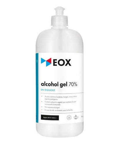 Alcohol Gel 70% Sin Enjuague Eox Sin Válvula