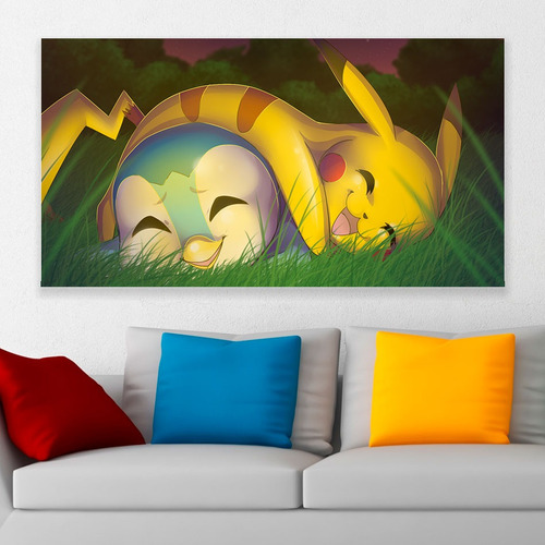 Cuadro Decorativo Pokemon Pikachu Piplup Cute Art 80x50cm