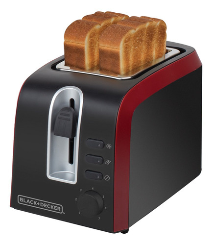 Imagen 2 de 3 de Tostadora Black+Decker TR19610 negra y roja 220V