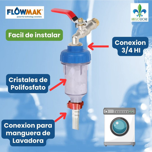 Filtro Antisarro Calefon, Lavadoras Transparente - Flowmak