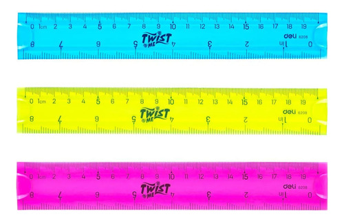 Regla Flexible 20 Cm Varios Colores Twist Deli Febo