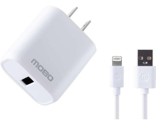 Kit De Carga Mobo 1 Puerto + Cable Lightning Blanco 10w