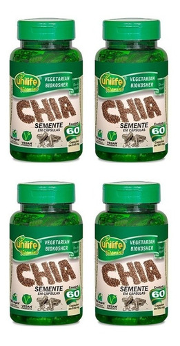 Kit 4 Semente De Chia 550mg - 60 Cápsulas - Unilife 