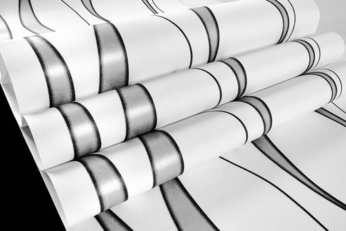 Imagen 2 de 5 de Papel Tapiz Rallas Blanco Plata Sala Comedor 10mx53cm