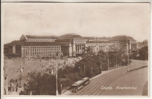 1925 Postal Leipzig Hauptbahnhof Estacion De Trenes Alemania