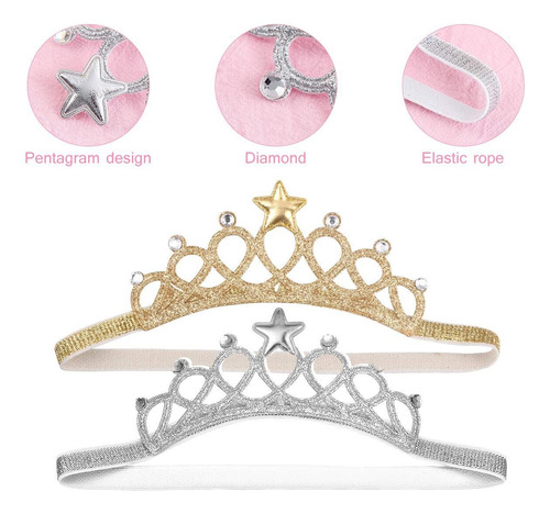 2 Piezas De Tiara De Corona De Vidrio For Bebés Y Niñas