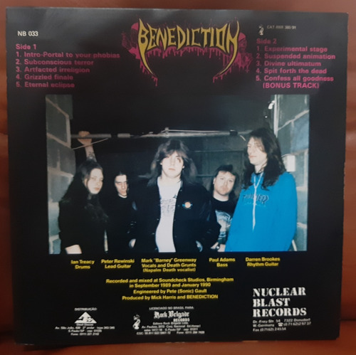 Lp Benediction - Subconscious Terror - C/ Encarte Excelente (Usado)