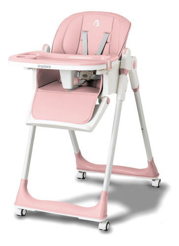 Silla Periquera Para Bebé Alta Plegable Portátil Y Ajustable Color Rosa Silla Periquera 5 En 1