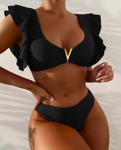 Trajes de baño negro dos piezas sales