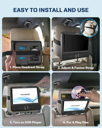 Reproductor De Dvd Portátil Dual De 19cm Para Coche