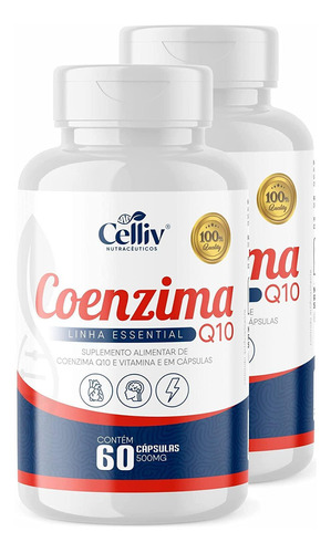 Kit Com 2 - Coenzima Q10 100mg Por Porção 60 Cápsulas Celliv