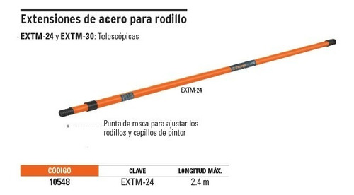 Extension Telescopica Para Rodillo 2.4 Mts 10548 Truper