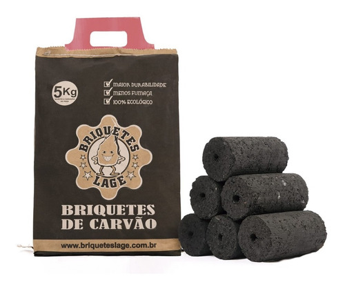 Carvão Ecológico Briquetes Lage - Kit 2 Pacotes - 10 Kilos